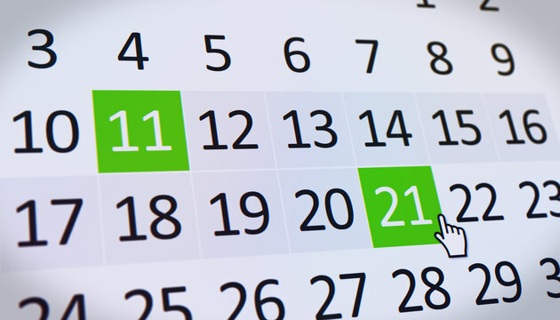 Illustration of a website showing the selection of a data range during the online booking process, travel dates, check-in and check-out date picker interface, reservation period.