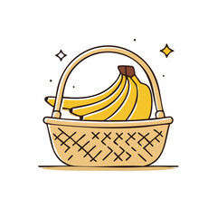 Fototapeta premium Bunch of Bananas in a Woven Basket