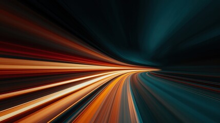 Fototapeta premium Abstract blur of orange and teal light streaks suggesting high speed and futuristic motion