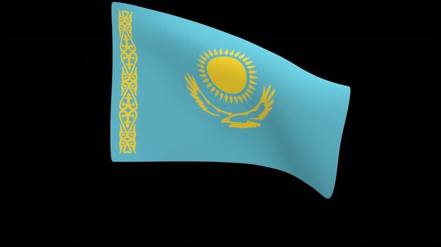 Flag of Kazakhstan &ndash; 3d render looped with alpha channel.