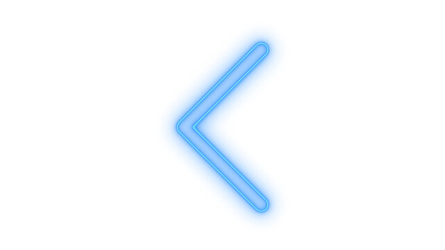Glowing neon left arrow icon isolated on transparent background. Navigation. Back Button. Previous Page. Direction Pointer. UI Element. Chevron Sign.