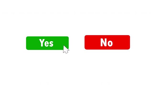 Yes and no decision buttons isolated on white background in colorful 2D interface style