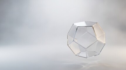 Naklejka premium Stylish Transparent Abstract Geometric 3D Shape Floating on a Bright Reflective Surface.