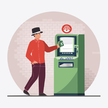 Man using ATM machine