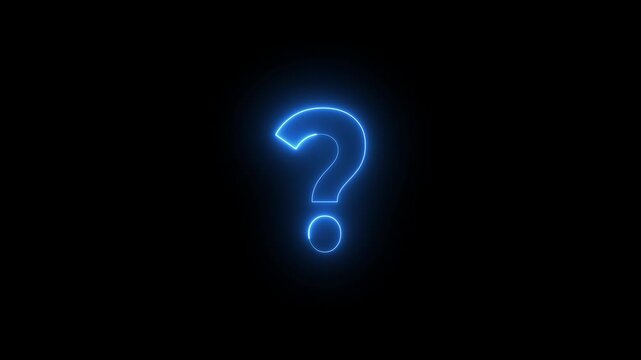Neon Question mark tex icon animation on a black background.