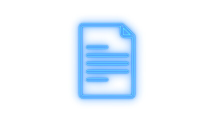 Glowing neon document file icon isolated on transparent background. Digital paper sign. Page symbol. Text report. Data sheet. Information graphic. © mominulim
