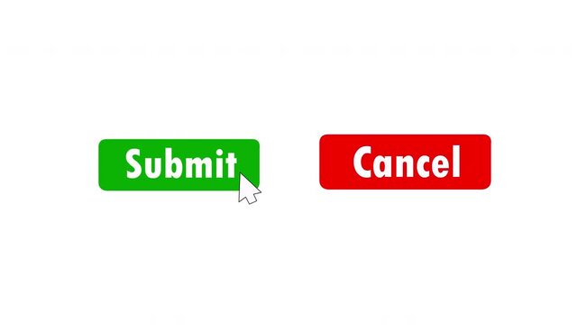 Submit and cancel action buttons isolated on white background in modern flat interface design