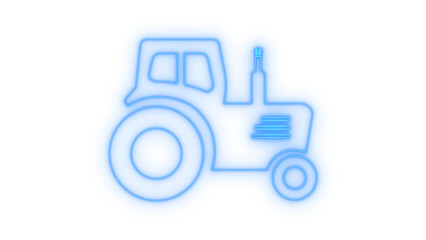 Naklejka premium Colorful neon tractor icon representing farm machinery and agricultural transport for rural industry and harvesting equipment symbols isolated on transparent background