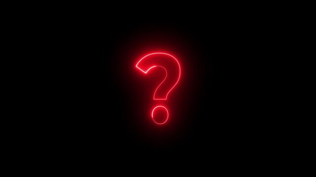 Neon Question mark tex icon animation on a black background.