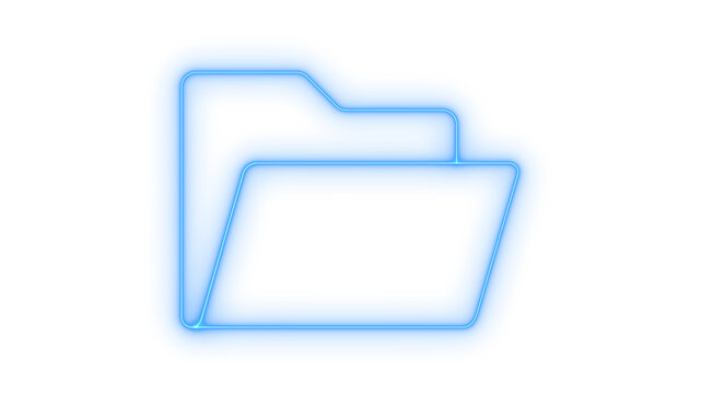 Glowing neon folder icon isolated on transparent background. File management. Digital storage. Computer directory. Data archive. Document organizer.