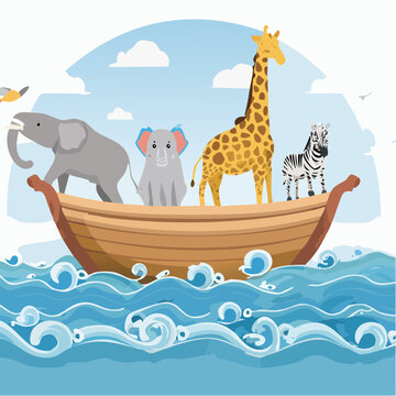 Noah's Ark with Animals on Water