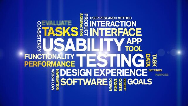 Usability Testing animated word cloud-gross domestic product animation tag kinetic typography seamless loop.