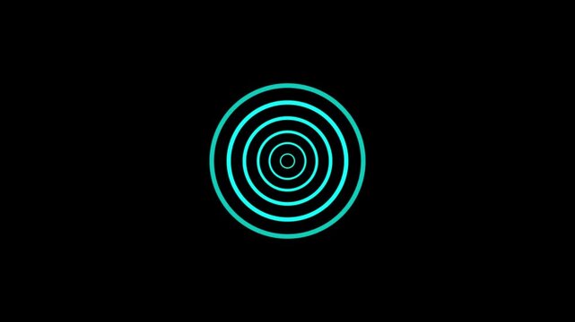 arrow animation waves circle diffusion animation on the black background.