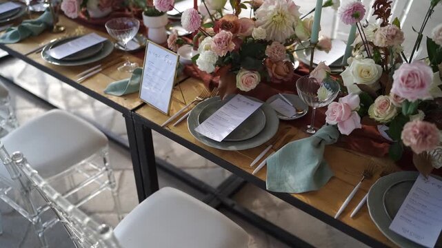 Intimate preceremony dining setup with flowers and fine details