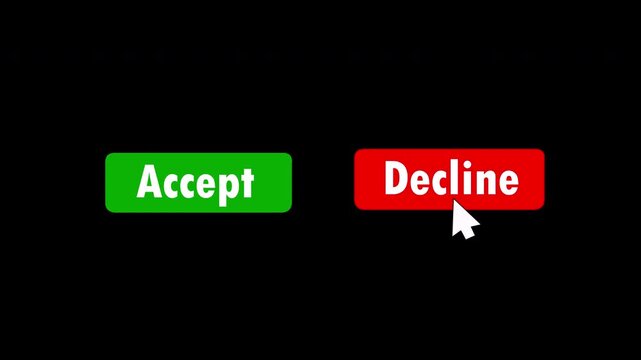Accept and decline option buttons isolated on dark background in clean digital interface style