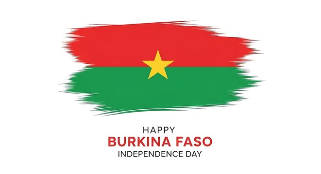 Happy burkina faso independence day with brush stroke flag isolated on white background
