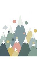 Obraz premium Modern Abstract Mountain Landscape Illustration with Geometric Shapes and Muted Colors