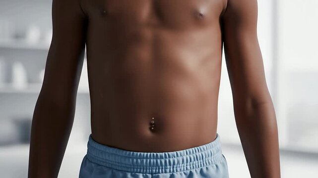 Human Torso With Glowing Representation Of Fat Cells In An Indoor Environment Denoting Health And Wellness Concept