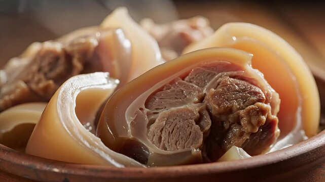Closeup of a Deliciously Cooked Pork Knuckle Dish.