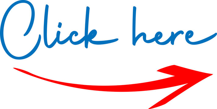 Handwritten Click Here Button with Red Arrow Pointer PNG