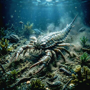 Eurypterid Sea Scorpion on Ocean Floor