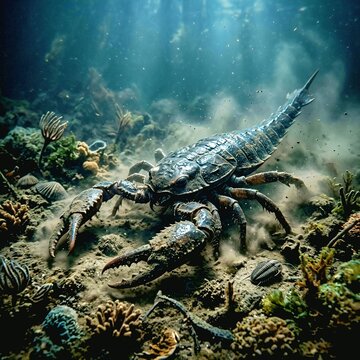 Eurypterid Sea Scorpion on Ocean Floor