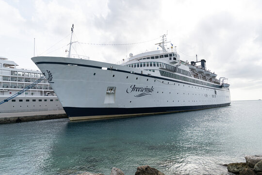 February 06 2026 - Oranjestad Aruba - Freewinds Scientology cruise ship in port