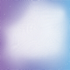 Fototapeta premium Dynamic purple and blue halftone dot gradient, creating a warped optical illusion. Ideal modern abstract background. Transparent Background, PNG