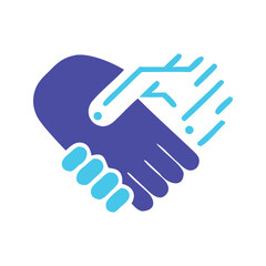 Fototapeta premium Hands Shake with Artificial Intelligence AI Algorithm in Business Setting