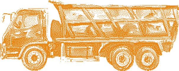 Orange dump truck with open bed during daytime in a professional graphic style © rokeya
