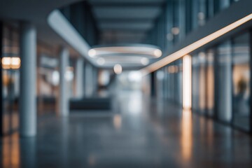Fototapeta premium Modern Office Corridor with Soft Ambient Lighting and Sleek Architectural Design