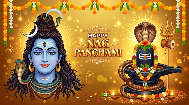 Illustration of nag panchami celebration background