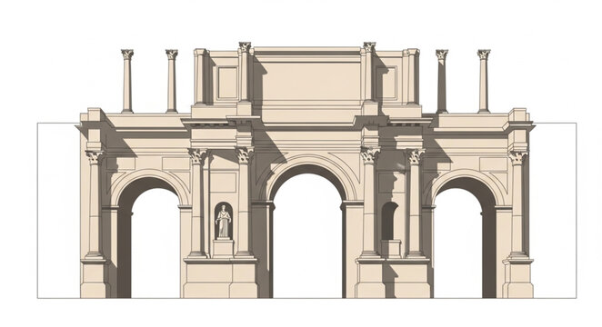 Grand Archway Monument with Ornate Sculptures and Columns.