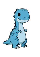 Fototapeta premium Cute cartoon dinosaur standing upright with a happy expression on its face.