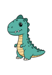 Fototapeta premium Cute cartoon dinosaur with a friendly smile and happy expression.