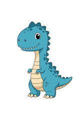 Naklejka premium Cute cartoon dinosaur with a friendly smile and happy expression.