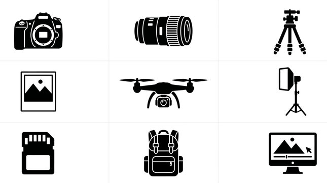 Essential tools for visual storytelling and digital content creation, featuring a comprehensive collection of photography and videography equipment for creators and enthusiasts