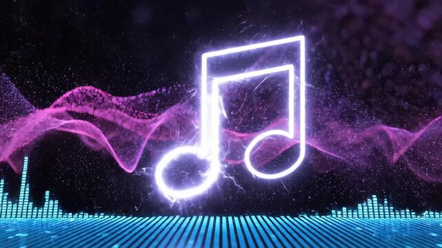 Music note with sound waves representing futuristic concepts and abstract thought