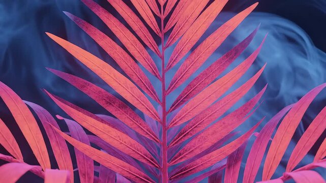 Palm leaf with smoke and vibrant colors symbolizing the limitless potential of digital design