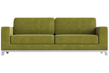 Fototapeta premium Modern green sofa isolated on transparent background