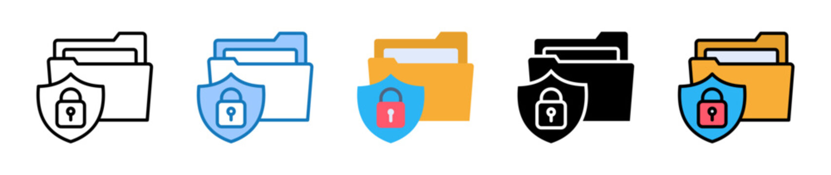 Secure File multiple style icons set design vector illustration. 