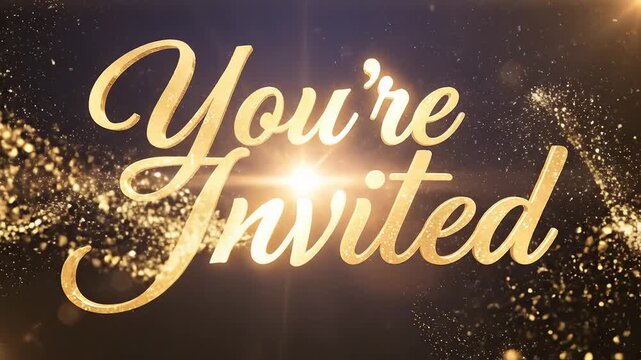 Golden invitation text on dark background perfect for UI/UX design and motion graphics