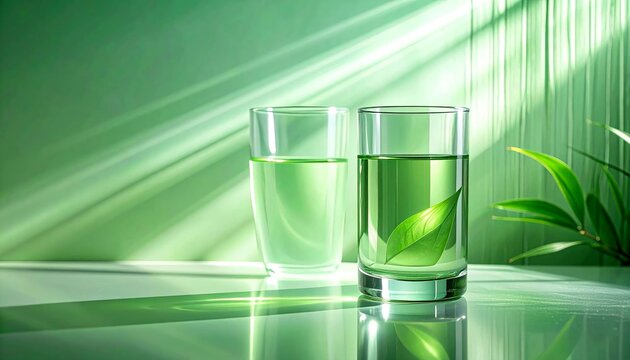 Low-saturation green translucent glass with subtle water-like distortion