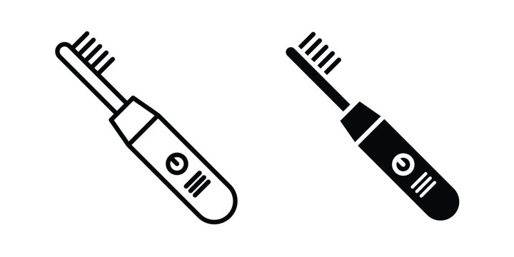 Electric toothbrush icon. Doodle Icon in Minimal Line Art Style