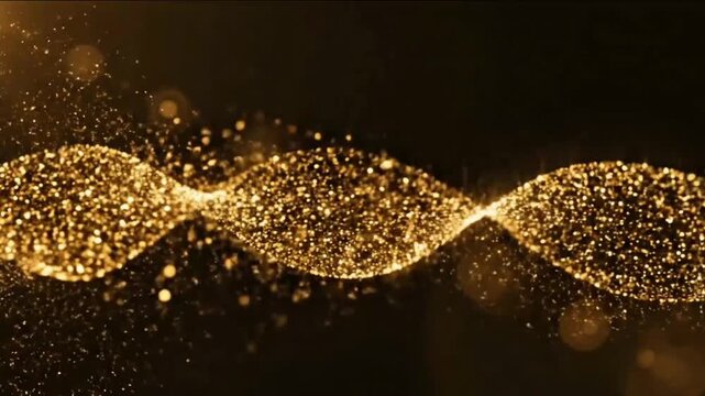 Golden Particle Wave 4K Video with Abstract Glowing Motion for Luxury Technology Background