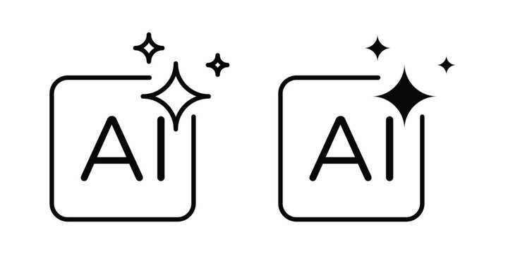 Generate AI icon. Doodle Icon in Minimal Line Art Style