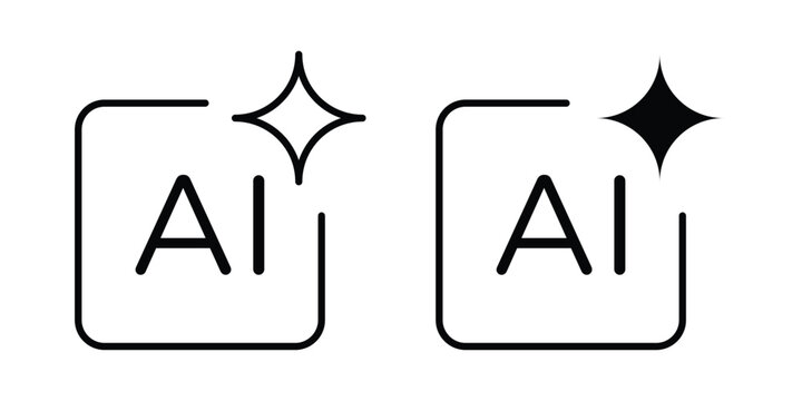 Generative Ai icon. Doodle Icon in Minimal Line Art Style