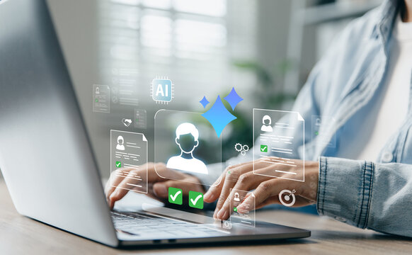 AI Candidate Screening on Laptop Interface