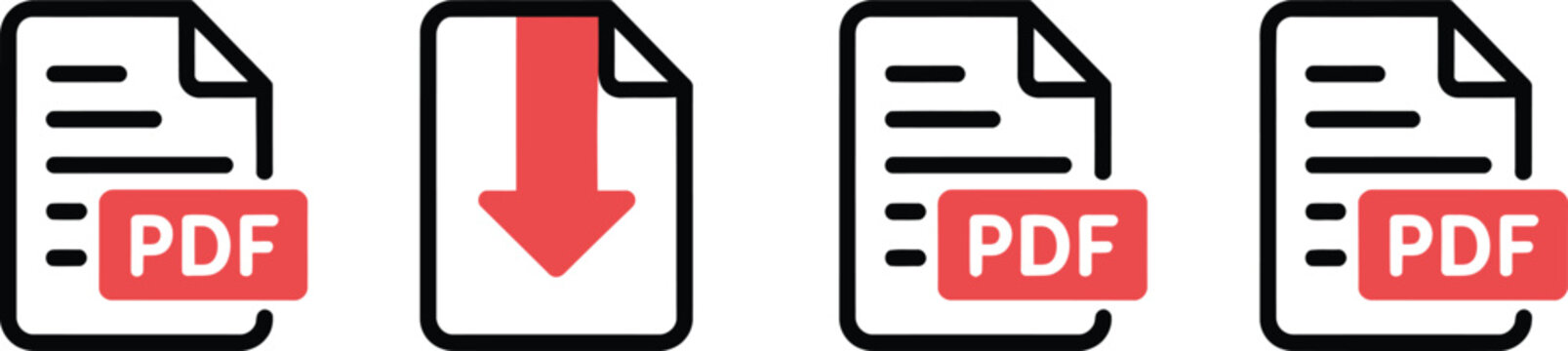 Collection of four pdf document with download arrow
