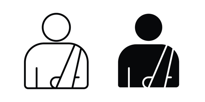 Injured man icon. Doodle Icon in Minimal Line Art Style